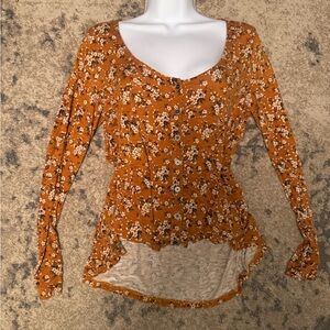 American Eagle Outfitters Orange Floral Shirt